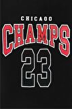 Champs Siyah Oversize Baskılı T-Shirt - Unisex
