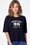 Notre Dame Unisex Siyah Oversize Baskılı Tişört - Şık ve Rahat