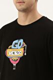 Go Veirdo Siyah Oversize Baskılı T-Shirt - Unisex