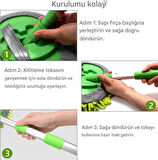 QASUL Mikrofiber Çok Fonksiyonlu Uzun Sopalı Oto Araba Araç Yıkama Temizleme Fırçası Yedek Mop Hediye