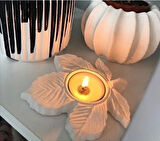 Çınar Yaprağı Tealight Mumluk Yaprak Silikon Kalıp K-109, Polyester Taş Tozu Çimento Alçı Kalıbı