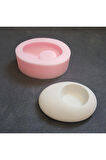 9,6cm Çakıl Taş Tealight Mumluk Silikon Kalıp K-1352, Kokulu Taş Sabun Alçı Mum Kalıbı