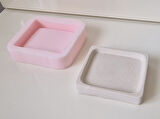 Kare Altlık ve Yuvarlak Tealight Mumluk Silikon Kalıp K-1366, Kokulu Taş Alçı Polyester Beton Kalıbı