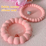 12,9cm Yuvarlak Bubble Taban Sunumluk çerçeve Mum Tabağı Altlığı Silikon Kalıp K-1379