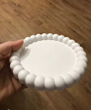 13,6cm Yuvarlak Bubble Taban Sunumluk çerçeve Mum Tabağı Altlığı Silikon Kalıp K-1380