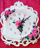 Gül Çiçek Kabartmalı Saat 21cm Silikon Kalıp K-273, Alçı Taş tozu Polyester Kalıbı