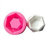 Geometrik Altıgen Mini Saksı Silikon Kalıp K-524 Taş Tozu Mum Polyester Reçine Alçı Kalıbı