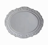 Gül Çiçek Yaprak Dekorlu 40 Cm Oval Tepsi Silikon Kalıp K-548