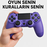 Yeni Nesil PS4 Kolu  Kablosuz, Şarj Edilebilir, Ergonomik + Titremeli + Dayanıklı Oyun Dostu MOR