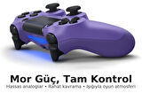 Yeni Nesil PS4 Kolu  Kablosuz, Şarj Edilebilir, Ergonomik + Titremeli + Dayanıklı Oyun Dostu MOR