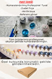 Sayılarla Boyama Çerçeveli Hobi Seti Numaralı Tuval Fırça Boya Kasnaklı MOR VAZO ÇİÇEKLER 40X50 Cm