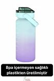 2 Lt Pipetli Motivasyonel Su Matarası Sağlıklı Sızdırmaz Suluk Tritan Spor Salonu Su Şişesi Sticker