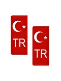 KIRMIZI BAYRAKLI PLAKA ETİKETİ TR  2 ADET - STİCKER