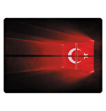 40X30cm Gaming Oyuncu Mousepad Kaymaz Kauçuk Taban Dikişli Kenar Türk Bayrağı MP014030