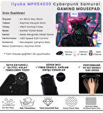 40X30cm Gaming Oyuncu Mousepad Kaymaz Kauçuk Taban Dikişli Kenar Cyberpunk Samurai MP054030