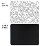 40X30cm Gaming Oyuncu Mousepad Kaymaz Kauçuk Taban Dikişli Kenar White Topography Map MP074030