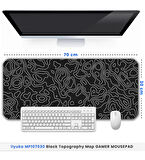 Black Topography Map MP107030 ilyuka Gaming Oyuncu Mousepad 70X30cm