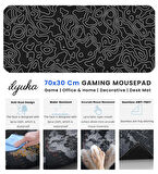 Black Topography Map MP107030 ilyuka Gaming Oyuncu Mousepad 70X30cm