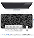 Black Topography Map ilyuka MP109040 XXL Büyük Boy Gaming Oyuncu Mousepad 90X40cm