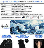 90x40 Ocean Storm XXL Büyük Boy ilyuka MP149040 Gaming Mousepad Dikişli Kenar Kaymaz Taban 90x40cm