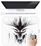 40X30cm Gaming Oyuncu Mousepad Kaymaz Kauçuk Taban Dikişli Kenar White Monster MP214030