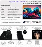 40X30cm Gaming Oyuncu Mousepad Kaymaz Kauçuk Taban Dikişli Kenar Colorful Waves MP244030