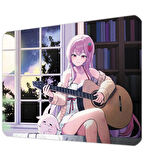40X30cm Gaming Oyuncu Mousepad Kaymaz Kauçuk Taban Dikişli Kenar Anime Guitarist Girl MP254030