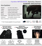 40X30cm Gaming Oyuncu Mousepad Kaymaz Kauçuk Taban Dikişli Kenar Spooky Beast MP264030