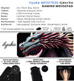 70x30 Ejderha ilyuka MP327030 Büyük Boy XL Gaming Mousepad Dikişli Kenar Kaymaz Taban 70x30cm