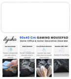 90x40 Logosuz Beyaz-White XXL Büyük Boy ilyuka MP349040 Gaming Mousepad Dikişli Kenar Kaymaz Taban 90x40cm