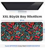 ilyuka 90x40cm Professional Gaming Mousepad XXL Büyük Boy Dikişli Kenar Kaymaz Taban MP359040 Crazy Heart