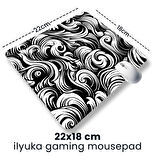 Black and White Abstract Patterns 22x18cm MP362218 ilyuka Mini Boy Gaming Mousepad Dikişsiz Kenar Kaymaz Kauçuk Taban 22x18cm