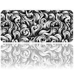 ilyuka Mouse Pad 70x30 cm Büyük Boy XL Gaming Mousepad MP367030 Kaymaz Kauçuk Taban Dikişli Kenar Black And White Abstract Patterns