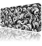ilyuka Mouse Pad 70x30 cm Büyük Boy XL Gaming Mousepad MP367030 Kaymaz Kauçuk Taban Dikişli Kenar Black And White Abstract Patterns