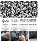ilyuka Mouse Pad 70x30 cm Büyük Boy XL Gaming Mousepad MP367030 Kaymaz Kauçuk Taban Dikişli Kenar Black And White Abstract Patterns