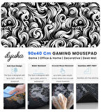 ilyuka 90x40cm Professional Gaming Mousepad XXL Büyük Boy Dikişli Kenar Kaymaz Taban MP369040 Black And White Abstract Patterns