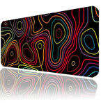 ilyuka 90x40cm Professional Gaming Mousepad XXL Büyük Boy Dikişli Kenar Kaymaz Taban MP379040 Colored Topography Map