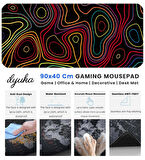 ilyuka 90x40cm Professional Gaming Mousepad XXL Büyük Boy Dikişli Kenar Kaymaz Taban MP379040 Colored Topography Map