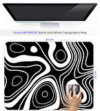 Mouse Pad 40X30cm Black And White Topography Map MP384030 Büyük Boy Uyumlu Gaming Oyuncu Kaymaz Kauçuk Taban Dikişli Kenar Mousepad