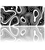 ilyuka Mouse Pad 70x30 cm Büyük Boy XL Gaming Mousepad MP387030 Kaymaz Kauçuk Taban Dikişli Kenar Black And White Topography Map