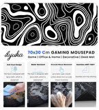 ilyuka Mouse Pad 70x30 cm Büyük Boy XL Gaming Mousepad MP387030 Kaymaz Kauçuk Taban Dikişli Kenar Black And White Topography Map