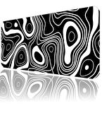 ilyuka 90x40cm Professional Gaming Mousepad XXL Büyük Boy Dikişli Kenar Kaymaz Taban MP389040 Black And White Topography Map