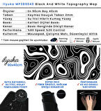 ilyuka 90x40cm Professional Gaming Mousepad XXL Büyük Boy Dikişli Kenar Kaymaz Taban MP389040 Black And White Topography Map