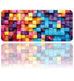 ilyuka Mouse Pad 70x30 cm Büyük Boy XL Gaming Mousepad MP397030 Kaymaz Kauçuk Taban Dikişli Kenar Colorful Wooden Boxes