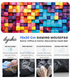 ilyuka Mouse Pad 70x30 cm Büyük Boy XL Gaming Mousepad MP397030 Kaymaz Kauçuk Taban Dikişli Kenar Colorful Wooden Boxes