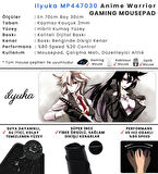 ilyuka Mouse Pad 70x30 cm Büyük Boy XL Gaming Mousepad MP447030 Kaymaz Kauçuk Taban Dikişli Kenar Anime Warrior