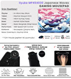 Mouse Pad 40X30cm Japanese Waves MP454030 Büyük Boy Uyumlu Gaming Oyuncu Kaymaz Kauçuk Taban Dikişli Kenar Mousepad