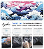 ilyuka Mouse Pad 70x30 cm Büyük Boy XL Gaming Mousepad MP457030 Kaymaz Kauçuk Taban Dikişli Kenar Japanese Waves