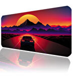 ilyuka Mouse Pad 70x30 cm Büyük Boy XL Gaming Mousepad MP487030 Kaymaz Kauçuk Taban Dikişli Kenar Car Ride