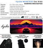ilyuka Mouse Pad 70x30 cm Büyük Boy XL Gaming Mousepad MP487030 Kaymaz Kauçuk Taban Dikişli Kenar Car Ride